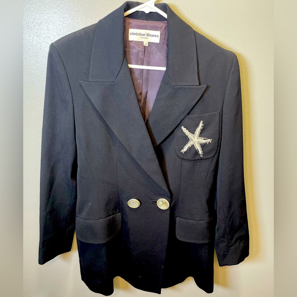 Christian IIinares Women's Starfish Wool Black Blazer Size 42